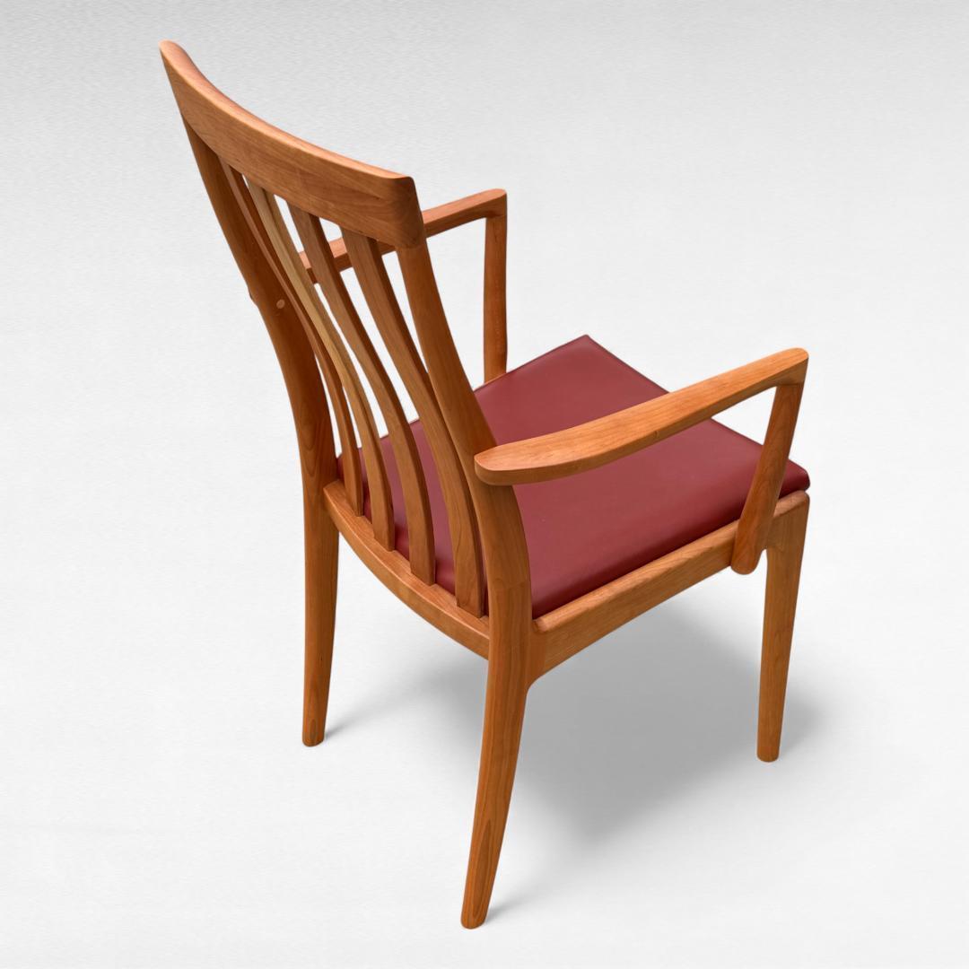 ②美品 ナガノインテリア 高級本革チェア DC322 ブラックチェリー