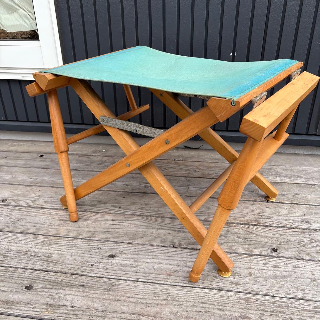 北欧レトロ 折りたたみ ディレクターズチェア 木製 キャンバス地 グリーン