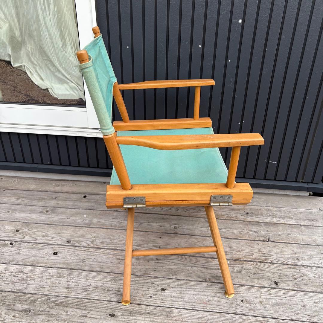 北欧レトロ 折りたたみ ディレクターズチェア 木製 キャンバス地 グリーン
