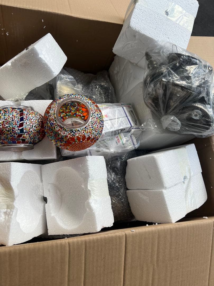 ガラス工芸品 天井照明トルコランプ職人手作りカラーガラス飾り16灯