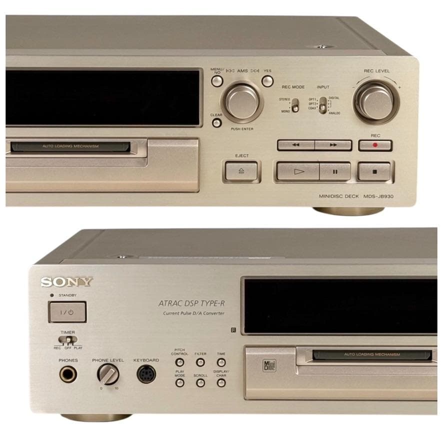 動作品・説明書付属・ソニー ミニディスクデッキ ゴールド MDS-JB930