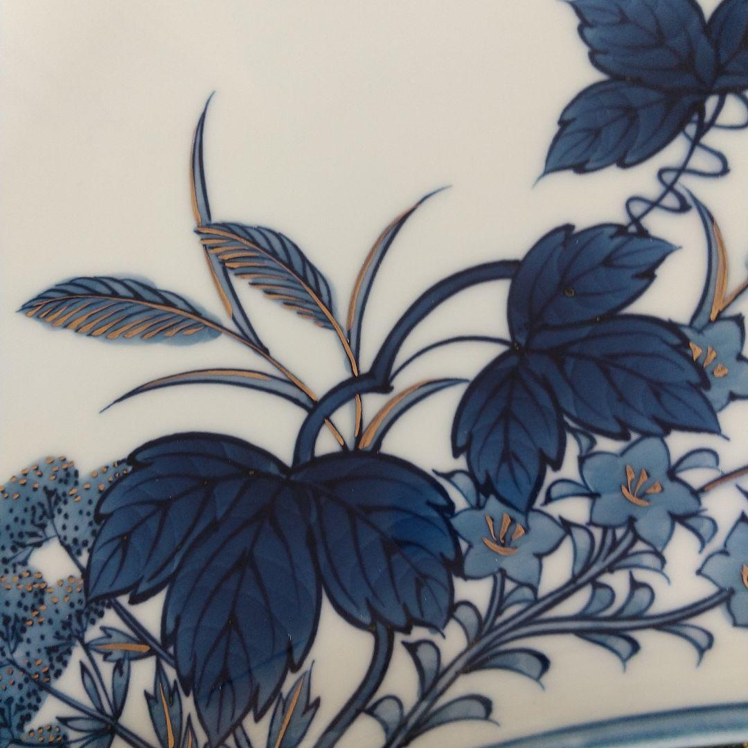 源右衛門⭐️染金彩草紋 クレセント 皿