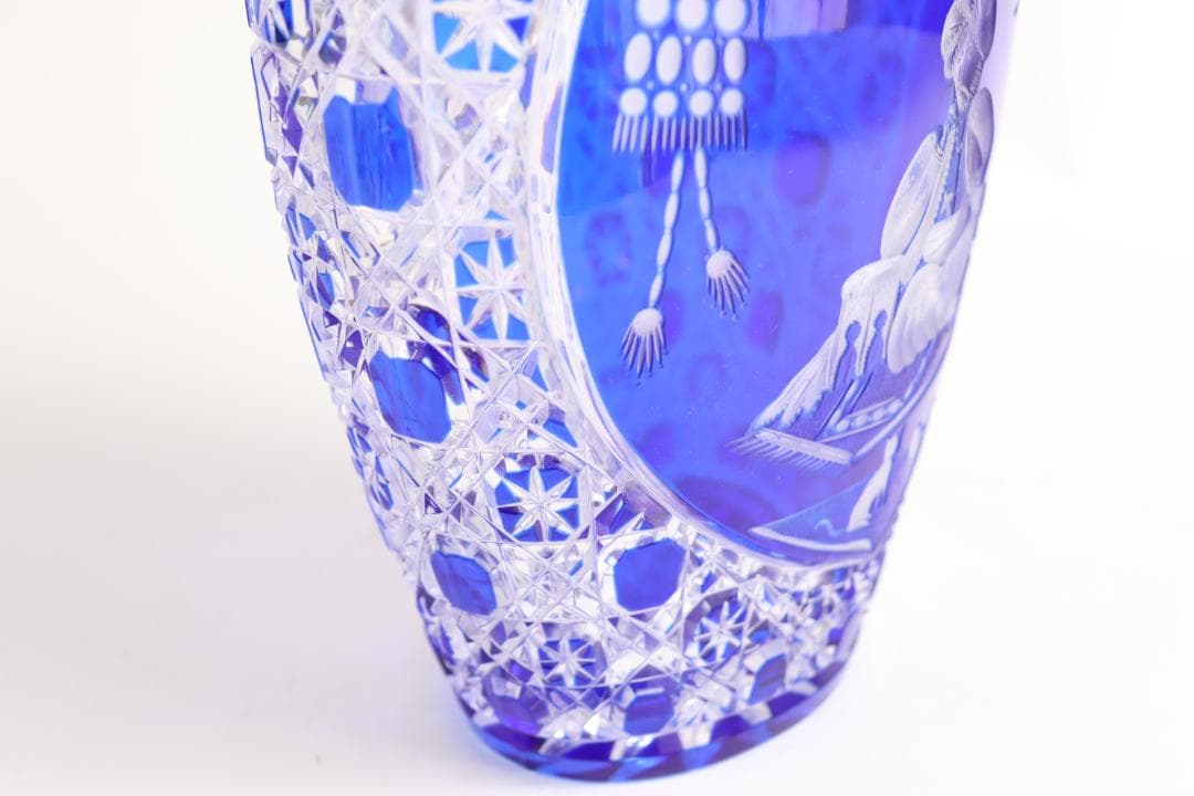 マイセン クリスタル アラビアンナイト 青ガラス Meissen 花瓶