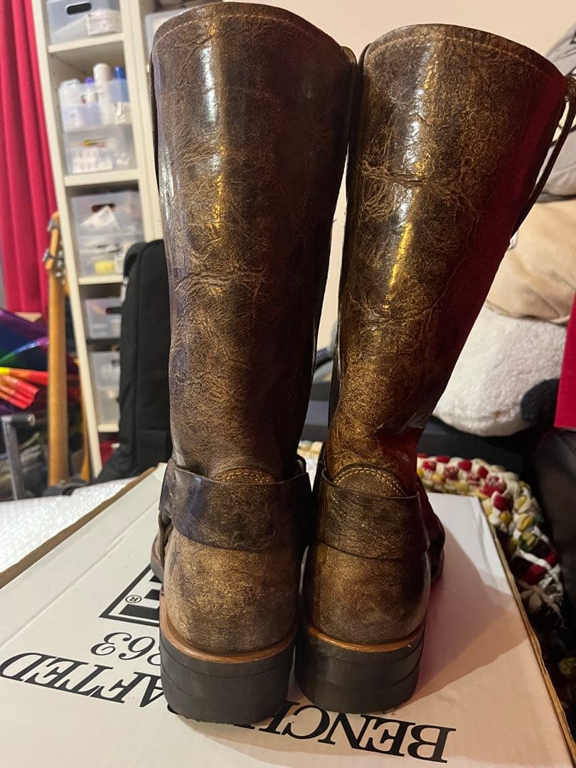 I*N様 フライ FRYE ハーネス リングブーツ 10D ビンテージ加工 米国