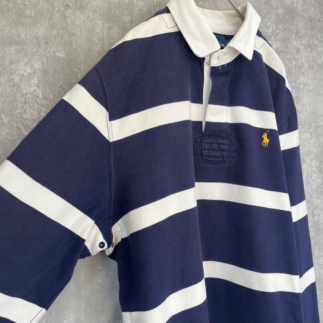 【人気カラー】ポロ ラルフローレン ボーダー 長袖 ラガーシャツ 古着 常田大希
