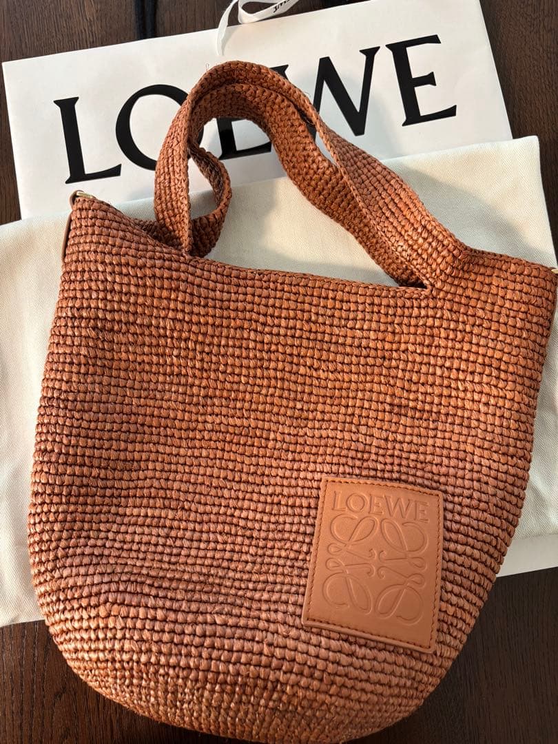 LOEWE ロエベ スリットバッグ ミニ（ラフィア＆カーフ）2way ショルダー