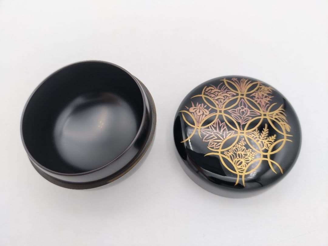 b74 茶箱 七宝四季草花 加賀蒔絵 西村松逸 茶箱 茶道具 古物