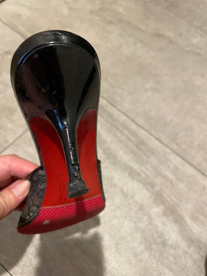 Christian Louboutin ブラック レース ミュール　38