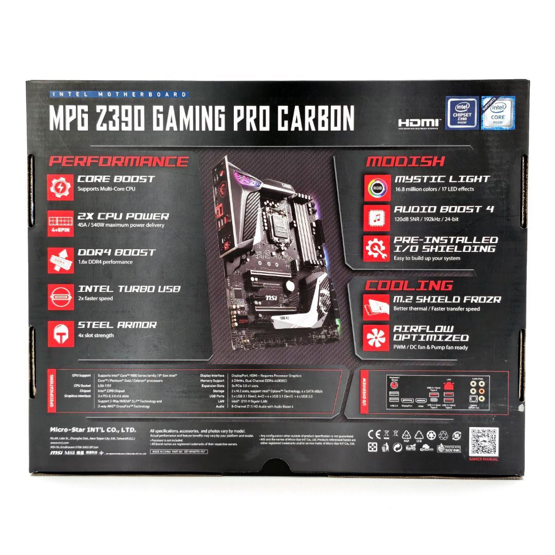 MSI MPG Z390 GAMING PRO CARBON ATXマザーボード