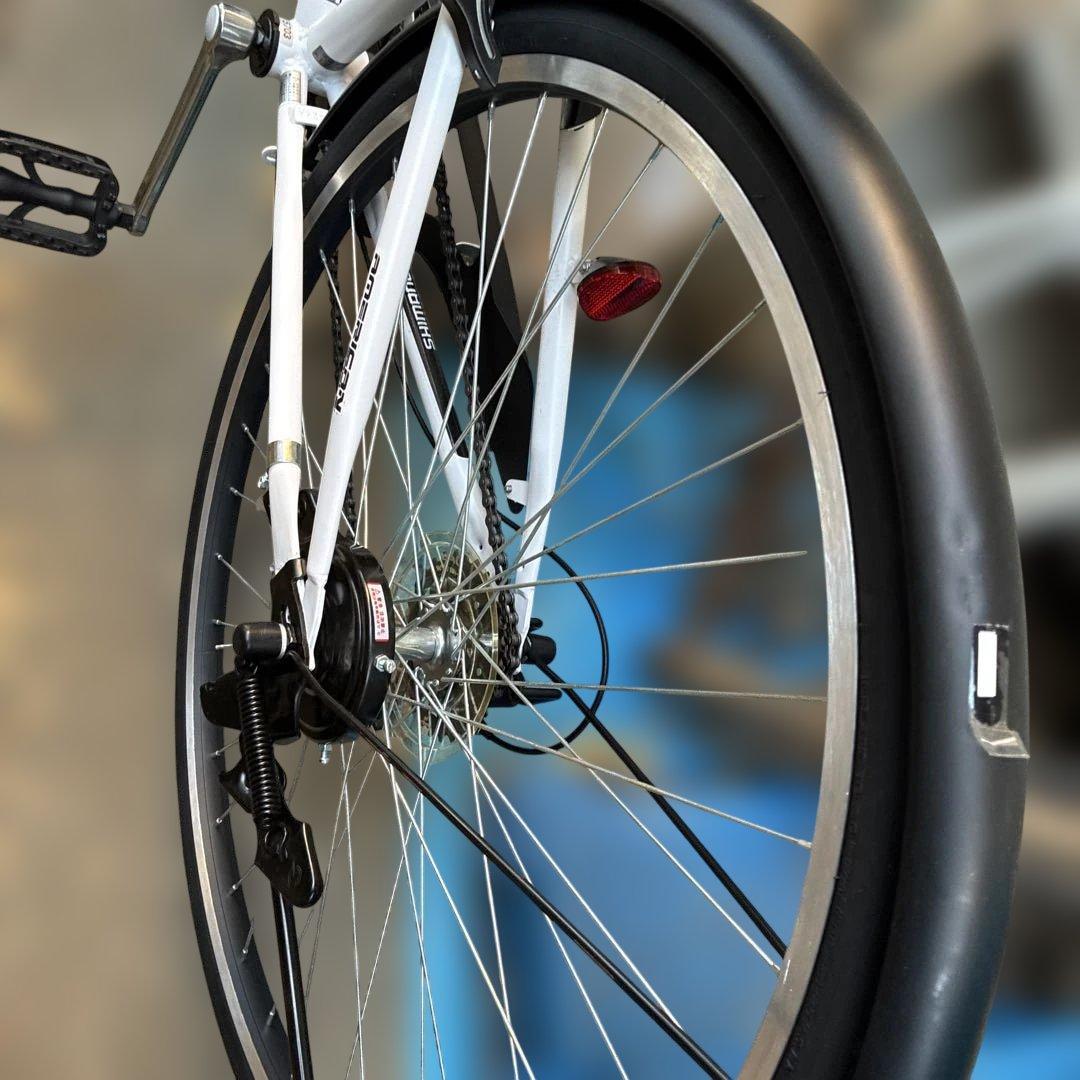 ‼️新品未使用品‼️Denver シティサイクル ホワイト 鍵付きバスケット付き6段