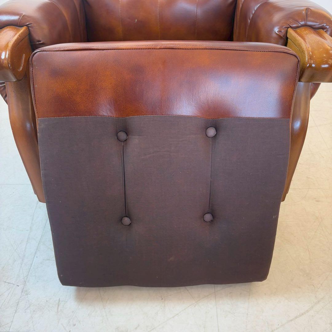 西洋アンティーク レザー 1人掛けソファ ロビーチェア 昭和レトロ 1/2