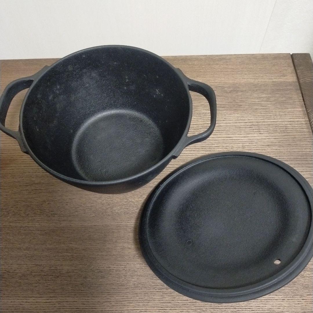 【未使用】oigen(盛栄堂)南部鉄器　両手鍋 蓋付き