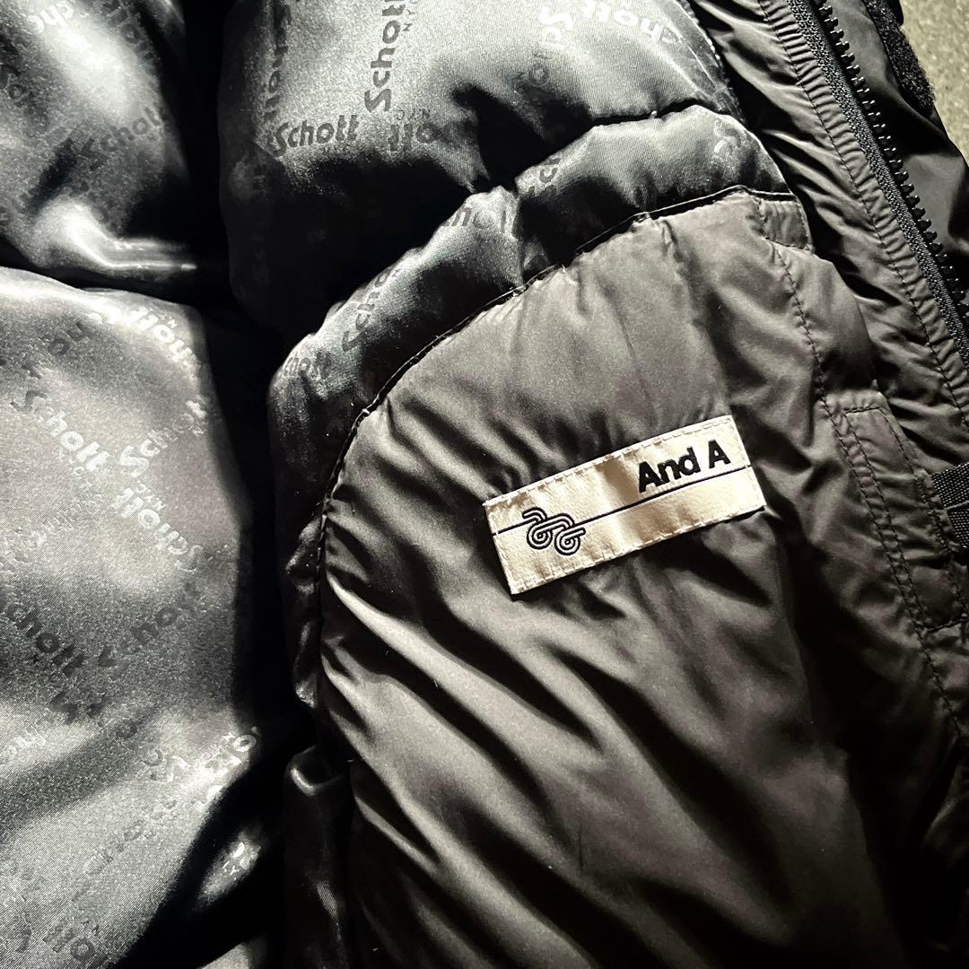 美品　希少別注　Schott×And A フェザー　ダウンジャケット　アメカジ