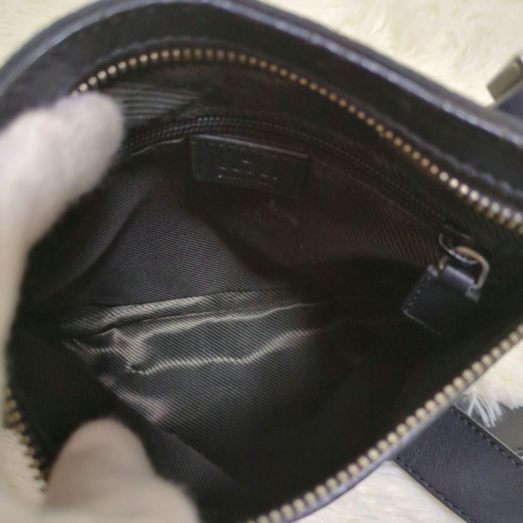 GUCCI GG柄 キャンバス レザー ショルダーバッグ 黒