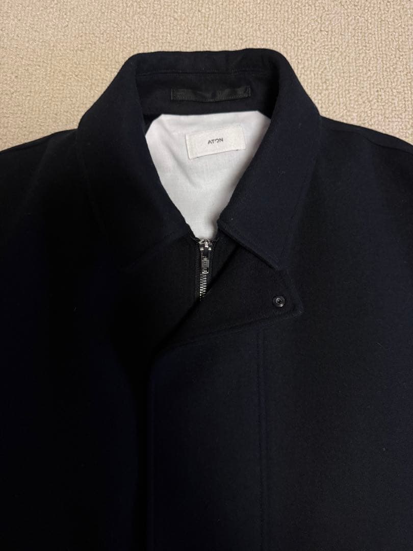 美品ATONエイトンウールサキソニーコートジャケット01黒