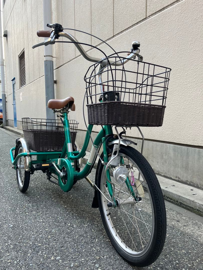 ピカ　自転車　三輪車　緑　買い物にも安心前タイヤ20インチタイヤ16インチ