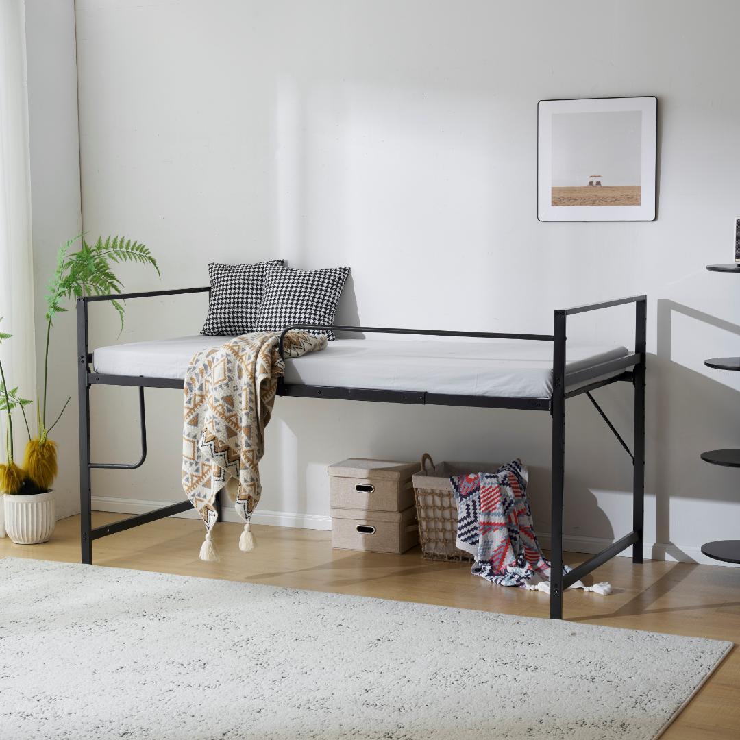 赤字セール！【高さ調整出来る】ロフトベッド （S）収納 一人暮らし　BLACK