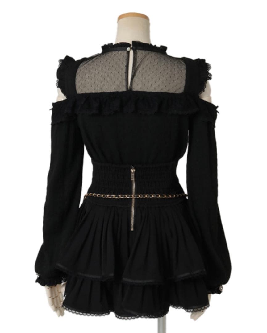 LIZLISA 肩あきダブルストラップトップス ブラック