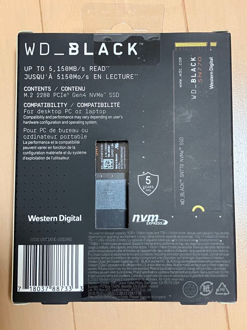 WD BLACK SN770 1TB NVMe SSD 新品未開封