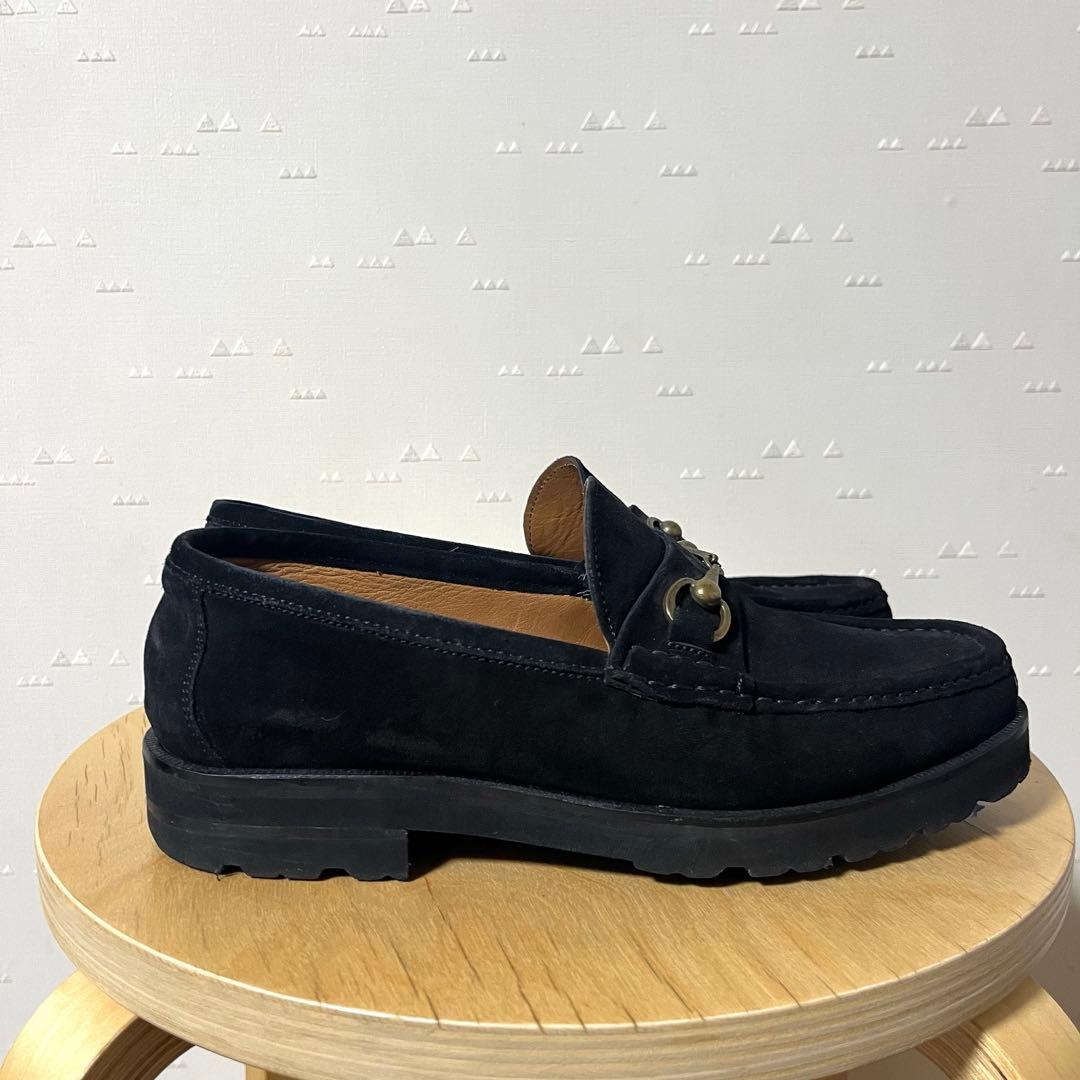 美品 イル モカシーノ スエード レザー ホースビット ローファー 黒