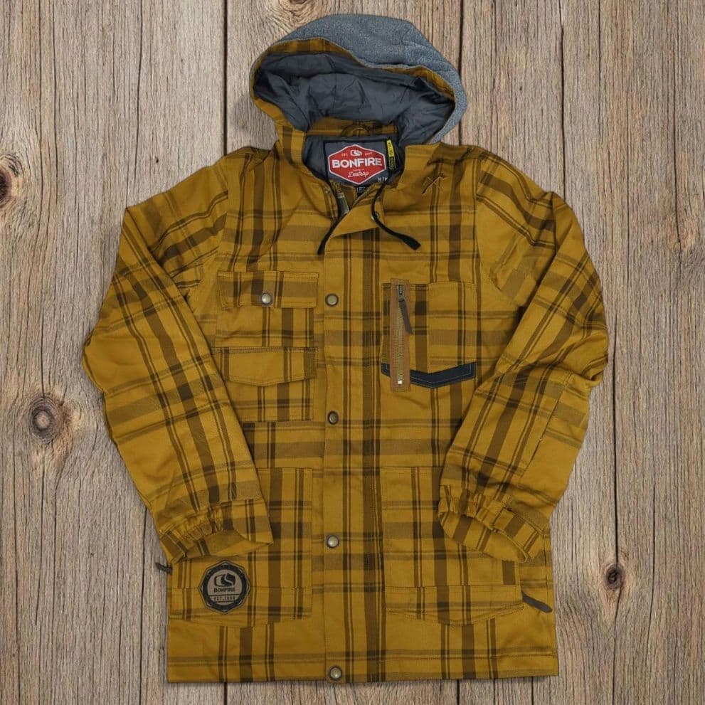 BONFIRE スノーボードウェア 上下セット チェック柄 内側ビニール破れ