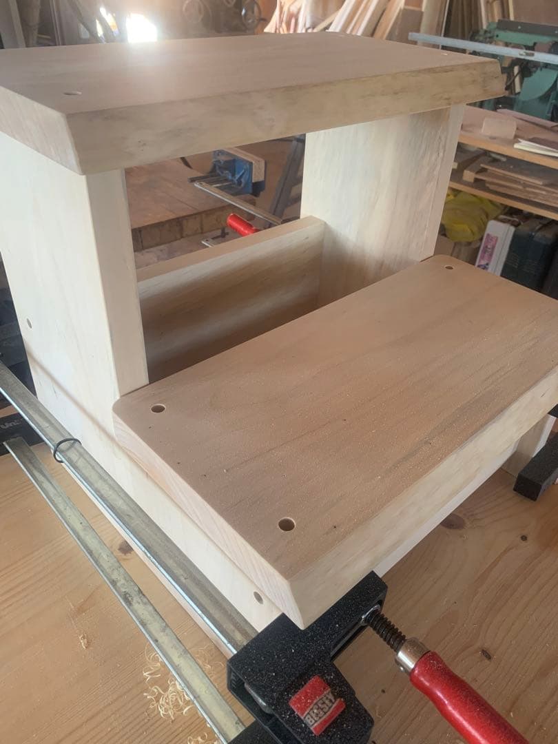 ★年末セール♦︎送料込✨限定イチョウ耳付B〜ちょこっと腰掛け家事ステップ台、棚