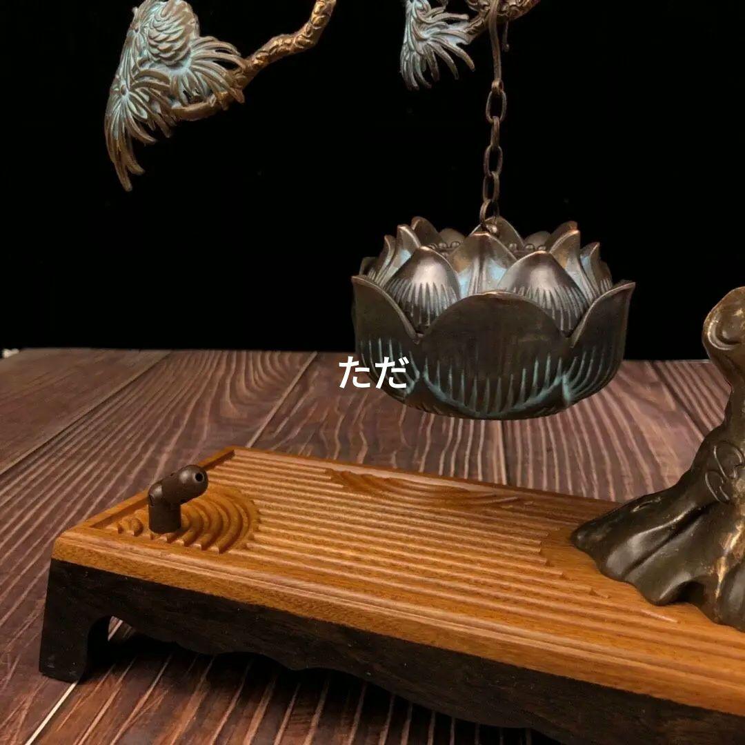 銅製 大樹蓮華弔炉 室内檀香炉 机 書斎薫香炉 香道具 工芸品 置物