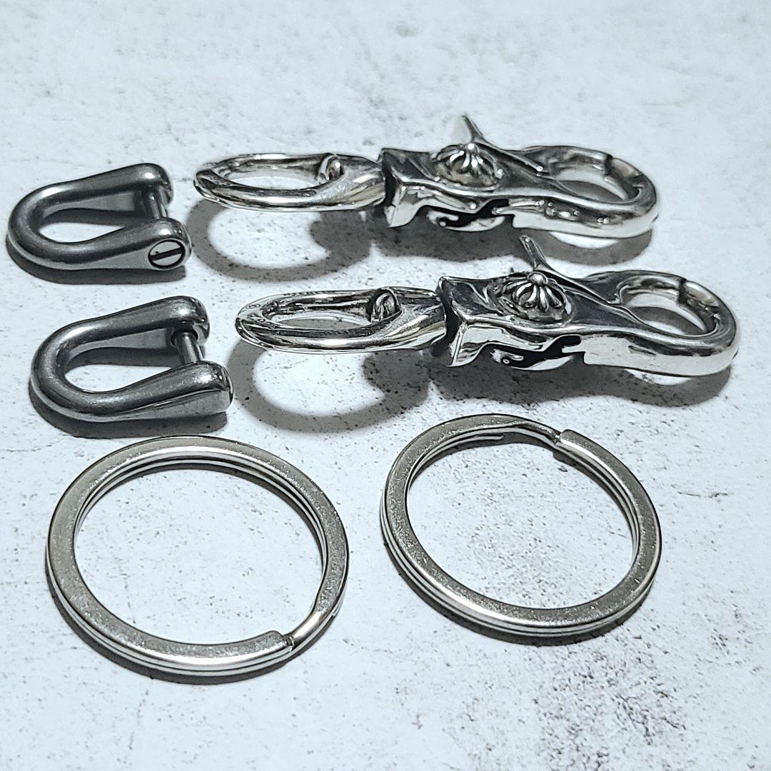 バラ売り可能 新品未使用 2点セット 925 クロス キーホルダー クリップ