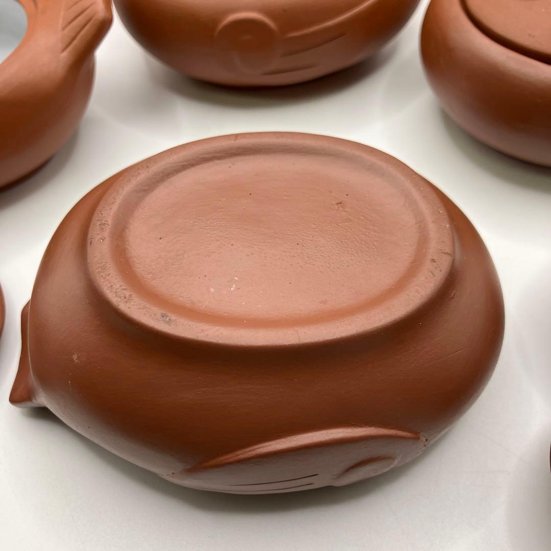 鴨　耐熱土器　朱泥　茶碗蒸し　蓋付小鉢　業務用　小鉢　六客