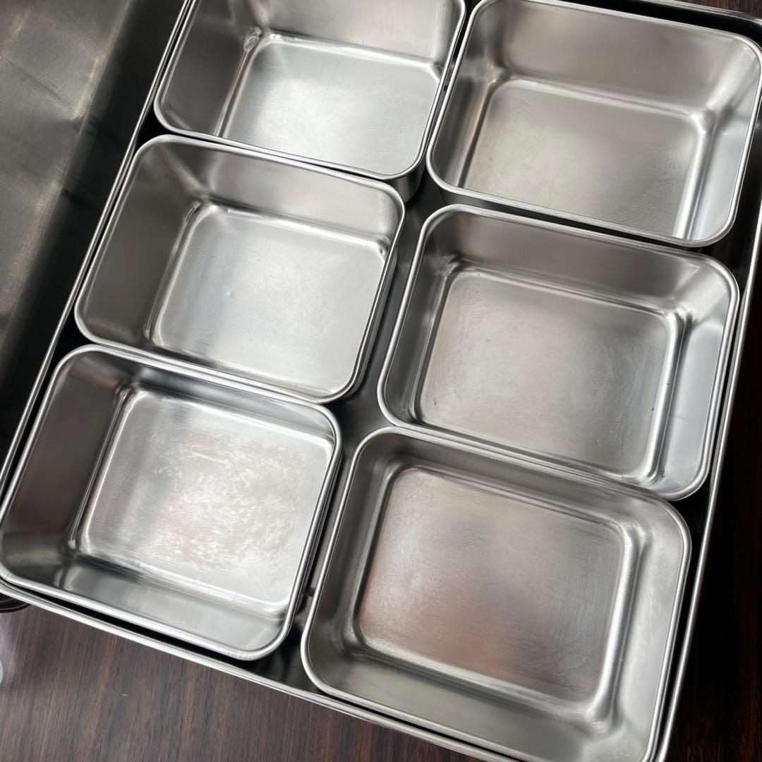 【業務用】ステンレス 食材容器 蓋付き 6分割 33cm バット