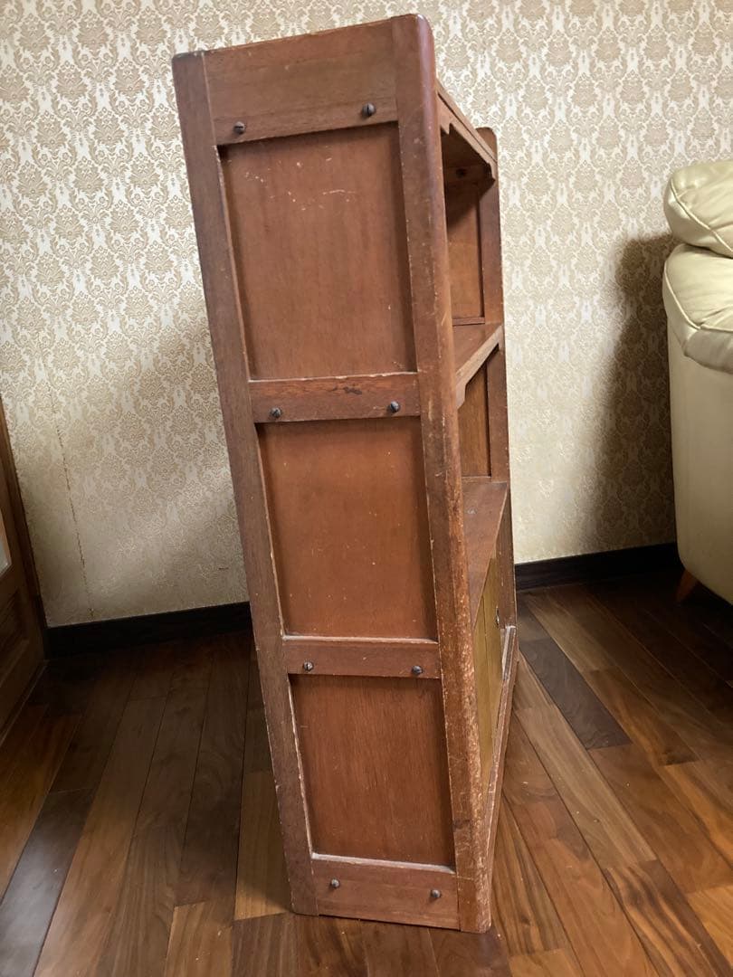 送料込【昭和レトロ アンティーク】本棚 ブックシェルフ 透かし彫り