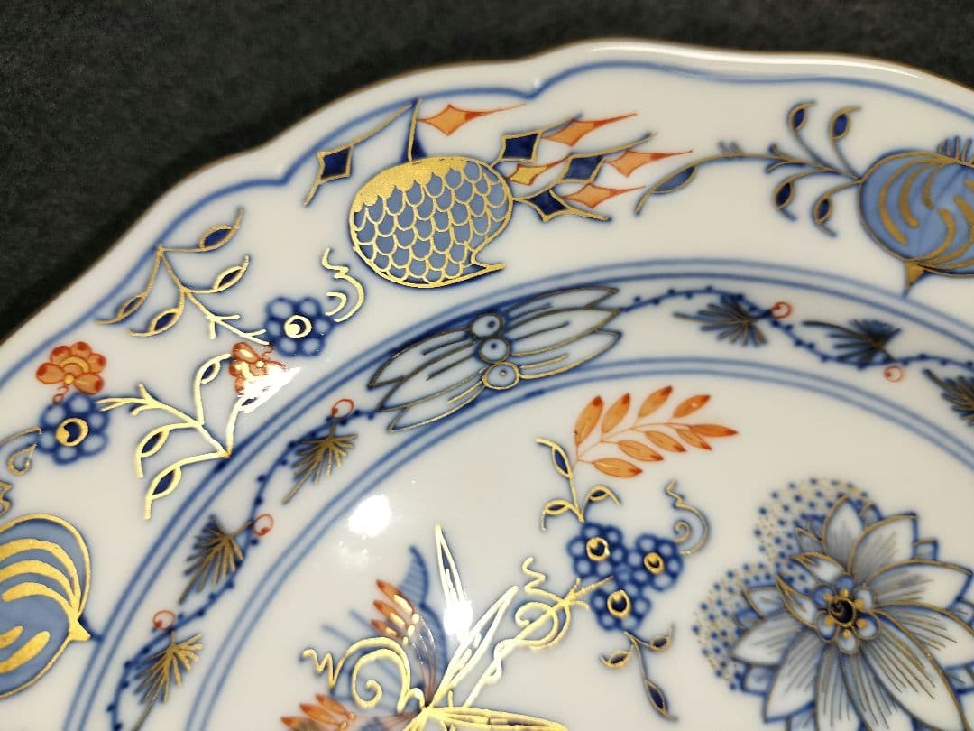 少々難あり《18cm》一級品 Meissen マイセン 朱金オニオン プレート皿