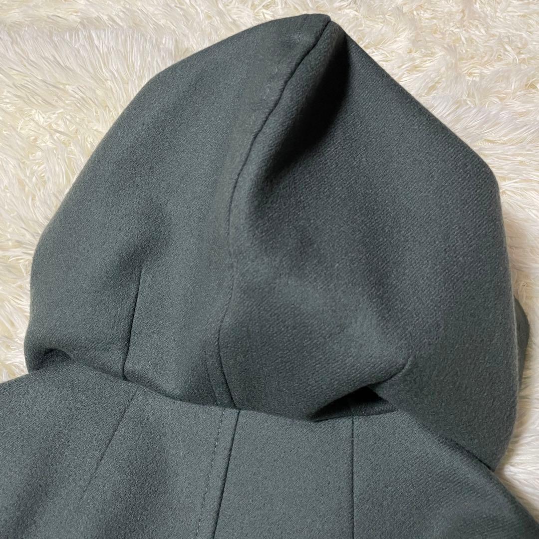 極美品　マカフィー　ライトメルトンフーデッドコート　カーキ