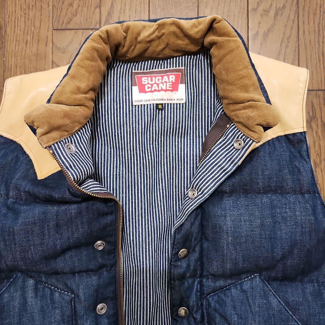 SUGAR CANE ダウンベスト デニムレザー