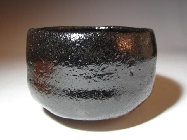 楽吉左衛門 十四代 覚入 黒「涼風」共箱 即中斎花押 k561