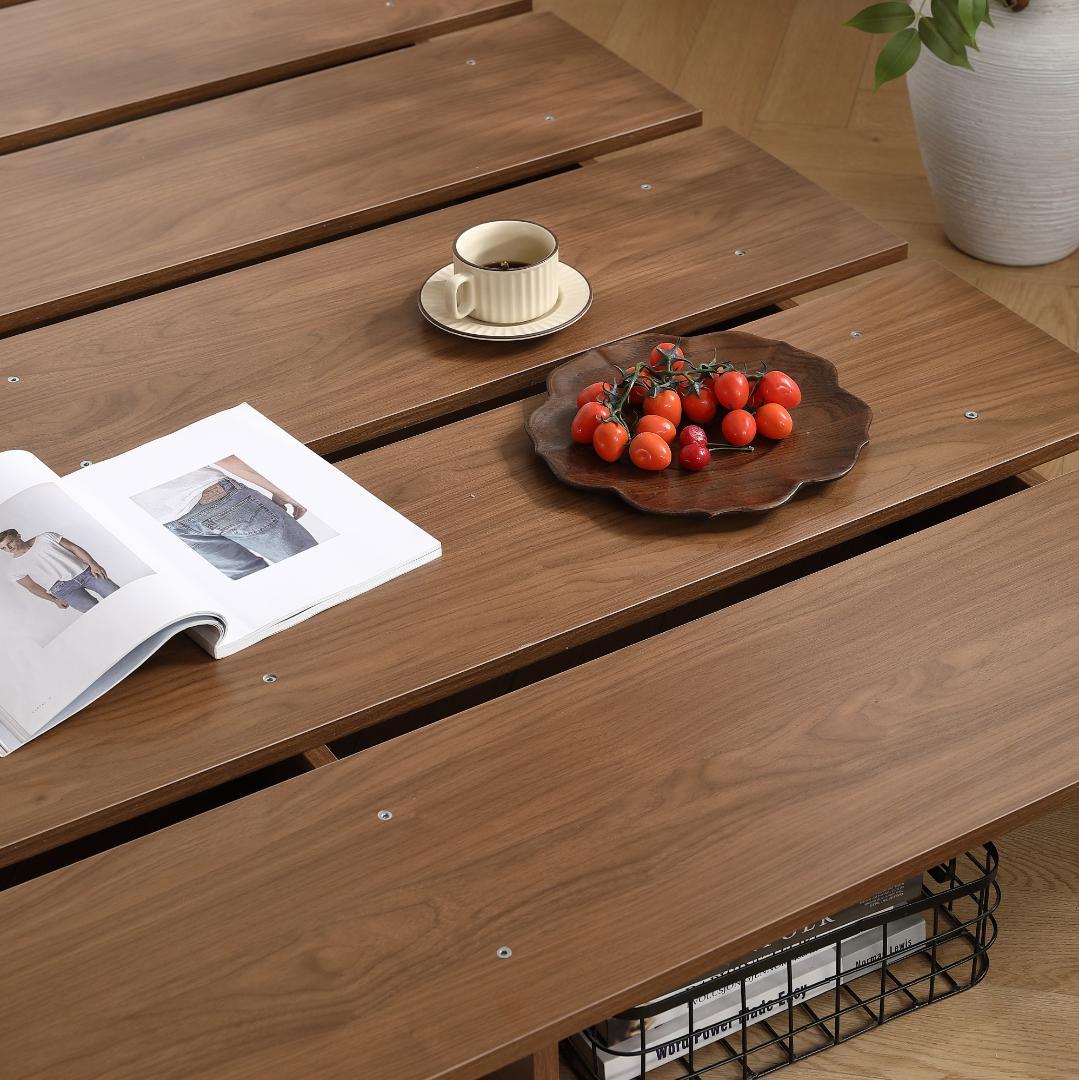 【S・幅120cm】ベッドフレーム すのこベッド　オシャレ　木目調 　BROWN