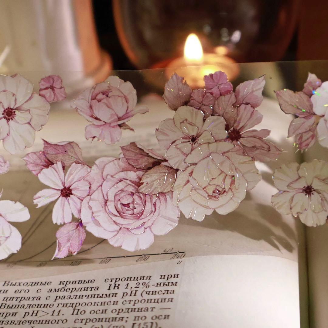 壹洱原创《语瑶-粉色》海外マスキングテープ　マステ 【2369】