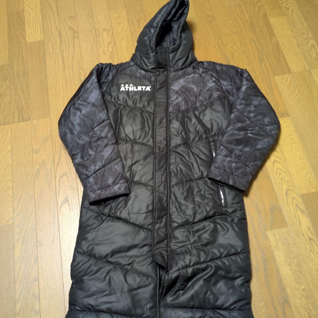 アスレタ　ベンチコート　ロングコート　ブラック　Ｍ　迷彩　カモフラ