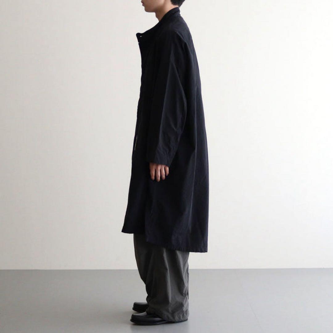 FIRMUMナイロンタッサーガーメントダイスタンドカラーコートBLACK