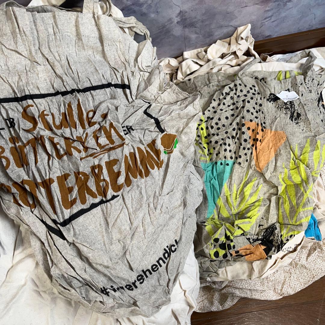 ひ*さ様 3 アメリカ　ユーロ古着エコバッグ100枚セットまとめ売りホワイトベー