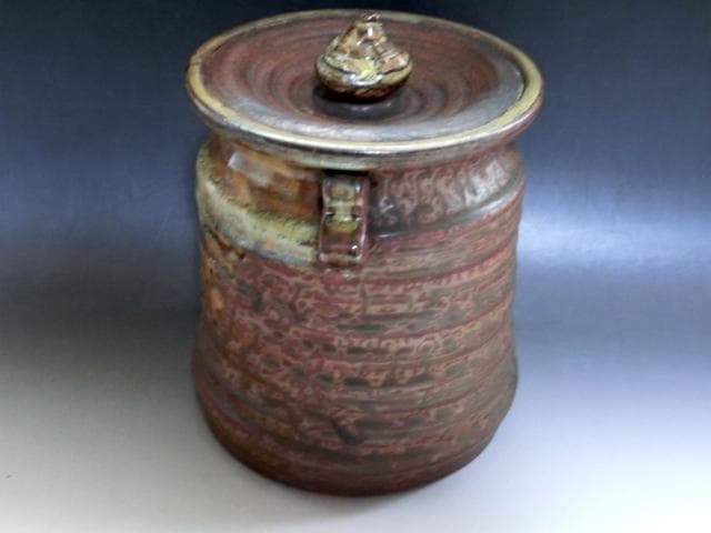 水指■古い高取焼 水さし 耳付き 箆目 お茶道具 古美術 時代物 骨董品■