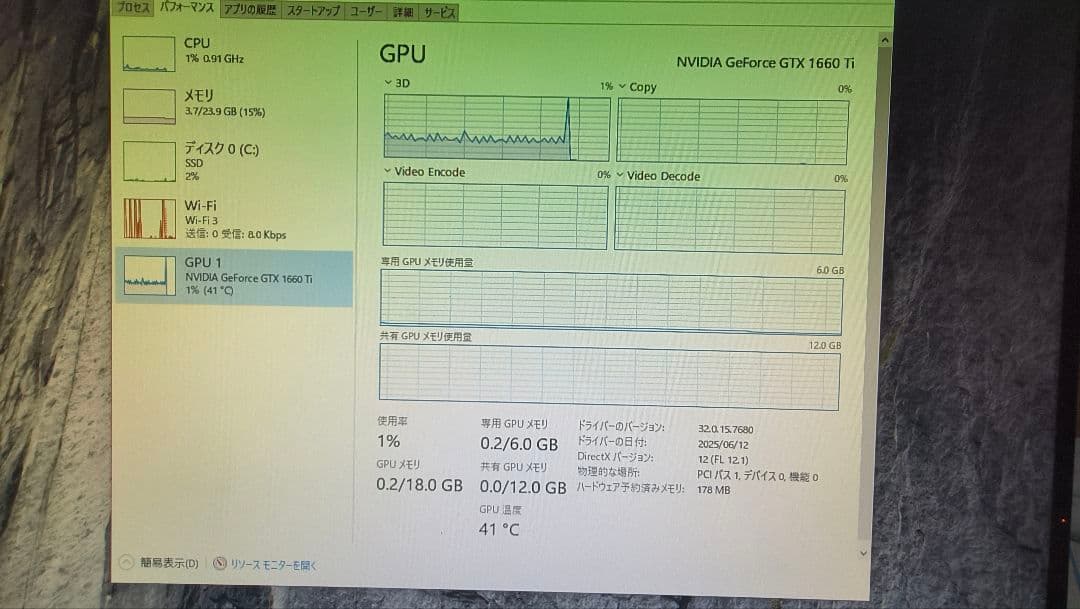 ジャンク palit GTX 1660TI STORMX 6G動作確認済み