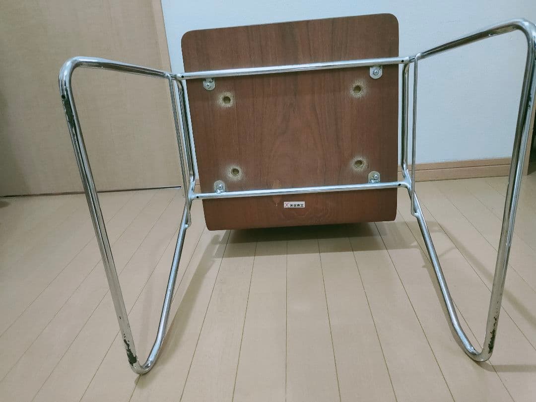 ♪③天童木工 Tendo チークプライウッド PVCレザースチールレッグ　茶色
