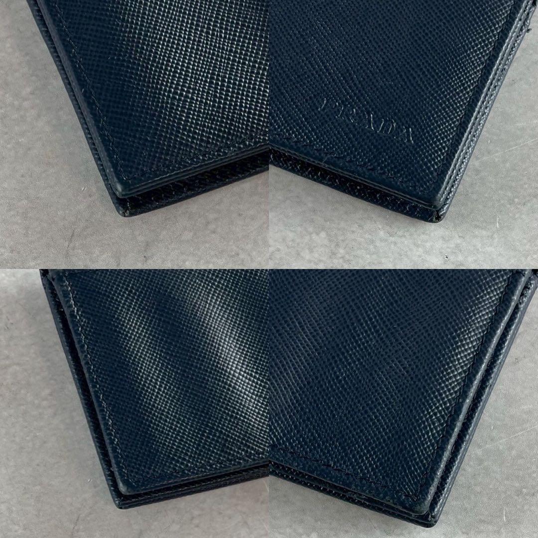極美品 現行品⭐️PRADA カードケース 名刺入れ サフィアーノレザー 紺色