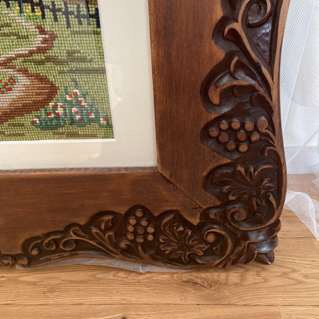 ［逸品物］海外アンティーク　重厚感ある彫額　ガラス付き　縦にも横にも使えます