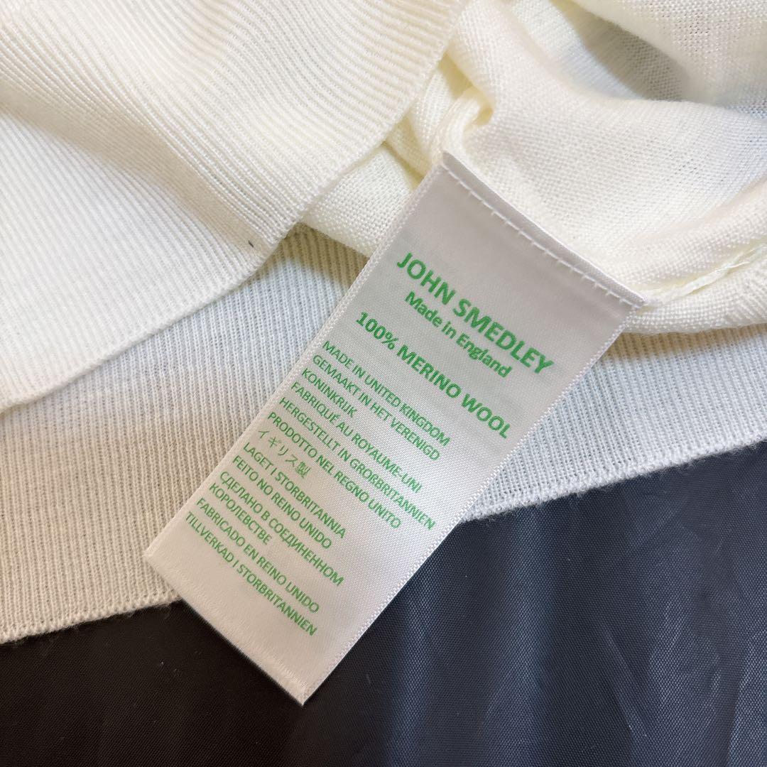 タグ付き未使用 ジョンスメドレー メリノウール タートルネックニット ホワイト