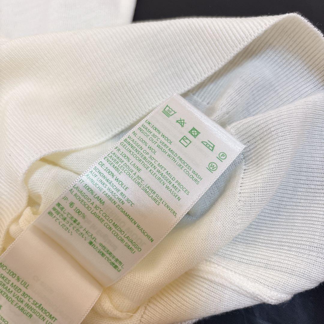 タグ付き未使用 ジョンスメドレー メリノウール タートルネックニット ホワイト