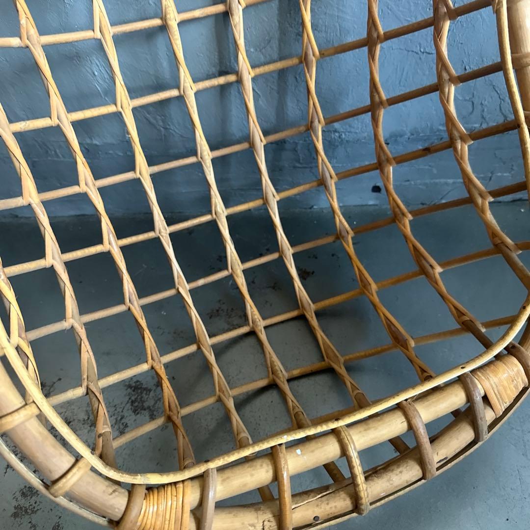 お人形や観葉植物、フェイク植物の入れ物に！ラタン製オーバル型吊り下げチェア