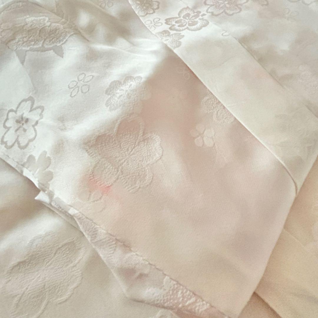 正絹　七五三 女の子7歳着物・帯セット　白　レトロ　アンティーク　日本製