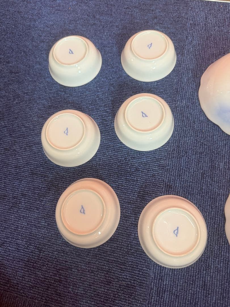 1701  深川製磁　富士山　花型皿3客　丸皿5客